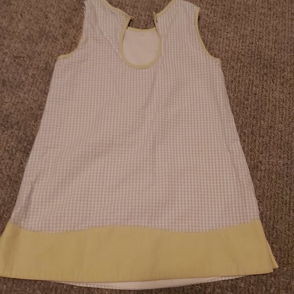 Gymboree dress light blue and white check with lime green trim - Picture 3 of 4